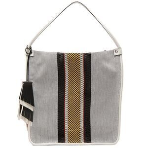 Proenza Schouler Medium Woven Stripes Tote Shoulder Bag White/Black/Yellow